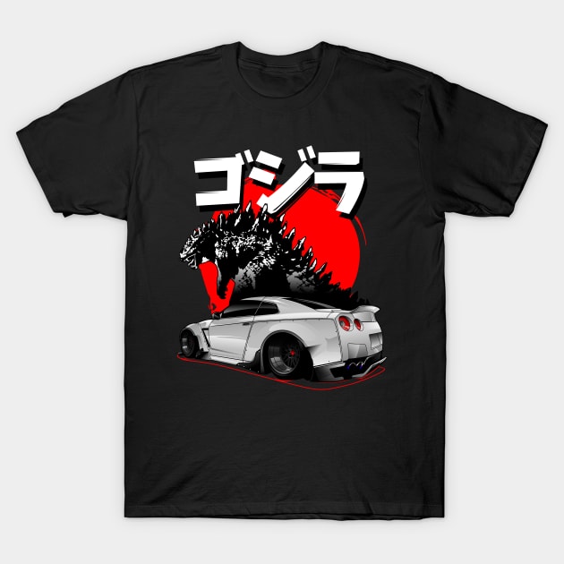 Godzilla GTR R35 Rocket Bunny T-Shirt by rizadeli